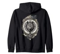Wolf of Odin Raven Viking Nordic Compass Vikings Themed Zip Hoodie