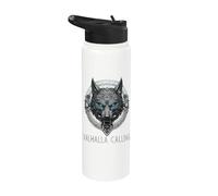 Wolf of Odin Valhalla Calling Celtic Runes Norse Mythology Stainless Steel Insulated Water Bottle