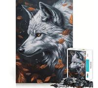 Wolf of The Golden Leaves 1000 Jigsaw Puzzle Cognitive Fun Play Clean Cut Sturdy Components Quiet Time Mind Exercise at Home (50x75cm)
