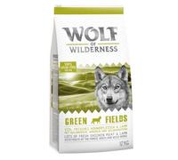 Wolf of Wilderness Adult “Green Fields” - Lamb, Premium Complete Dry Dog Food 100% Grain and Gluten Free Enriched with Fruits of the Forest, Wild Herbs and Roots 12 kg