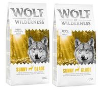 Wolf of Wilderness Adult Sunny Glade - Venison, Premium Complete Dry Dog Food 100% Grain and Gluten Free Enriched with Fruits of the Forest, Wild Herbs and Roots 2 x 12 kg