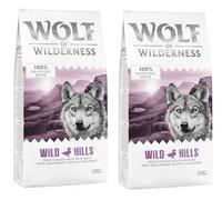 Wolf of Wilderness Adult 'Wild Hills' - Duck, Premium Complete Dry Dog Food 100% Grain and Gluten Free Enriched with Fruits of the Forest, Wild Herbs and Roots 2 x 12 kg