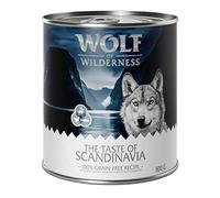 Wolf of Wilderness The Taste of Scandinavia 6 x 800g Complete Wet Food for Adult Dog with Nutritional Sensitivity Made with Salmon, Reindeer Blueberries & Chicken 100% Grain-free