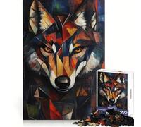 Wolf Oil Painting 1000 Piece Jigsaw Puzzles for Teenagers Logical Skill Leisurely Pursuit Precise Join Fine Xmas Gift (38x52cm)