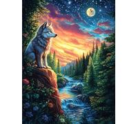 Wolf on A Rocky Cliff 500-piece Jigsaw Puzzle Set Wildlife Pet For Adults Teens 14+ Logic Skill Indoor Game Family Game Night Summer Paperboard 500 PCS