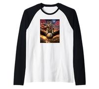 Wolf on Bald Eagle American Flag Glasses USA Wildlife Raglan Baseball Tee