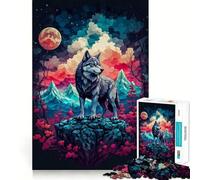 Wolf On Full Mooo Puzzles for Adults 1000 Pieces Focus Boost Fun Uniform Size Precise Pieces Bonding Activity for Loved Ones (38x26cm)