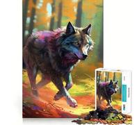 Wolf on The Forest Run Adult Jigsaw1000 Pieces Memory Skill Fun Stable Fit No Shifting Parts Compact Fun for Family Game Time (38x52cm)