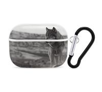 Wolf On The Grass Airpod Pro Case AirPods 2 Case for Women Hard Shell Protective Cover with Carabiner Keychain Compatible with AirPods Case 2nd 1st Generation, Front LED Visible White
