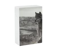 Wolf On The Grass Cigarette Case - Waterproof & Crush Proof Cigarette Holder Case for 20 King Size Cigarettes, Portable Pocket Size Travel Box for Men & Women