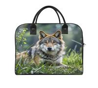 Wolf On The Grass Laptop Tote Bag Casual Travel Handbag Multi Pocket Shoulder Bags for Work Travel