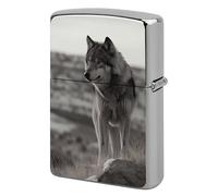 Wolf On The Grass Lighter Case Pouch Double-Sided Metal Lighter Sleeve Scratch & Drop Resistant Lighters Protector Fits Standard Kerosene Lighters Pocket Protective Cover for Camping Party