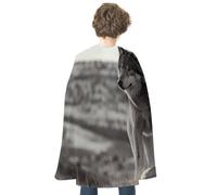 Wolf On The Grass Renaissance Cape Reversible Halloween Cloak for Cosplay Party Medieval Costume Masquerade Outfit
