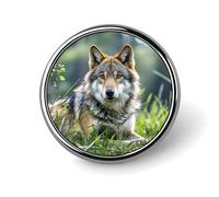Wolf On The Grass Round Badge Personalized Metal Lapel Pin Badges Fit Clothing Bags Hat Humorous Printed Brooch Badge Party Decorations Accessories for Men Women