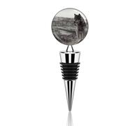 Wolf On The Grass Wine Bottle Stopper Reusable Wine Saver Cork Plug Universal Leakproof Preserver for Oil Vinegar Beverage Bottles Decoration Party Favors Bar Tool Accessory Art Decor