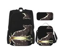 Wolf on the lawn Campus life backpack set (3 pieces) - school bag + pencil case + lunch bag, meet all the daily needs of students!