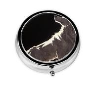 Wolf on The Lawn Mini Round Pill Box, can be Put into Wallet, Pocket, Light and Convenient, 3 Compartment Pill Box, Portable Pill Box,