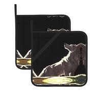 Wolf on The Lawn Washable Pot Holder Set, Heat Resistant Pot Holder Accessories 2-Piece Set, Cooking Oven Grill Mat, 8 * 8 Inch