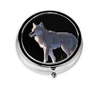 Wolf on The Rock Mini Round Pill Box, can be Put into Wallet, Pocket, Light and Convenient, 3 Compartment Pill Box, Portable Pill Box,