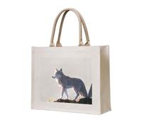 Wolf on the rock Printed three-dimensional canvas tote bag suitable for travel, work, fitness, camping and beach carrying