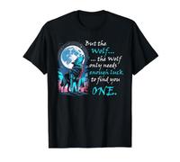 Wolf Only Needs Enough Luck Quote Dark Forest Warning Value Graphic T-Shirt, Men, Black, M