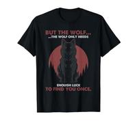 Wolf Only Needs Enough Luck Quote Dark Forest Warning Value Graphic T-Shirt, Men, Black, S