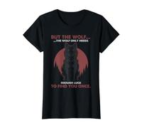 Wolf Only Needs Enough Luck Quote Dark Forest Warning Value Graphic T-Shirt, Women, Black, M