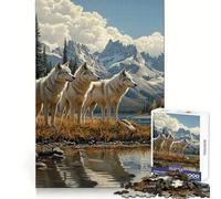Wolf Pack by The Lake for Adults 1000 Piece Puzzle Brain Exercise Restful Escape Precision Cut Ideal Xmas Gift (38x26cm)