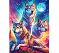 Wolf Pack Howling at The Moon 500 Piece Jigsaw Puzzle for Adults Wildlife Pet Sick Day Activity Gentle Distraction No Dust Pieces Great Gift for Get Well Soon 500 PCS