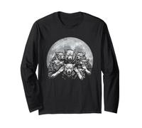 Wolf Pack Howling Full Moon Silhouette Wildlife Art Long Sleeve T-Shirt