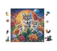 Wolf Pack in Moonlight Forest 100 Pc DIY Jigsaw Puzzle Puzzles for Adults Teens Hard Challenging Team Building Stress Reducing Autumn Rigid Cardboard 28x28cm