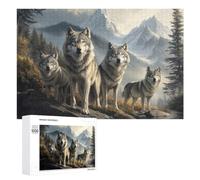 Wolf Pack in Mountain Landscape Adult Puzzle, 1000 PCS, Relaxing Jigsaw Activity, An Engaging Indoor Activity for Quiet Evenings, at Home