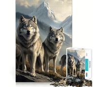 Wolf Pack in Mountain Landscape Jigsaw 1000 Pieces for Adults Memory Fun Game Expert Cutting Craftsmanship Relaxing Indoor Group Activity (50x75cm)