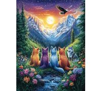 Wolf Pack in Mountain Sunset 500 Piece Complete Premium Jigsaw Puzzle Mitos Fantástico Collectors Mind Relaxation Educational Decorative Puzzle Gifts for Adults Premium Cardboard 500 PCS