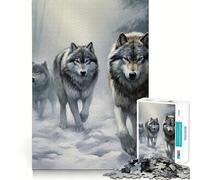 Wolf Pack in Snowy Forest Jigsaw for Adults1000 Pieces Mind Boost Game Seamless Fit Precise Pieces Relaxing Indoor Group Activity (38x26cm)