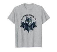 Wolf Pack Mentality Wilderness Spirit Animal Graphic T-Shirt, Men, Heather Grey, 5XL