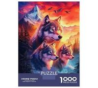 Wolf Pack Mountain Sunset 1000 Piece Jigsaw Puzzle Paper for Adults Focus 70x50cm/1000pcs