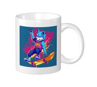 Wolf Pack Of 1 Printing Mug Cartoon Funny Cool Hippie Skateboard Animals Pattern Graphic blue pink orange Ceramic lnsulated Unspillable Kitchen School Office Pantry With Handles Tea Cups 11 Ounce