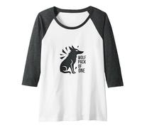 Wolf Pack of One: Lone Warrior Spirit Raglan Baseball Tee, Women, Dark Heather/White, XL