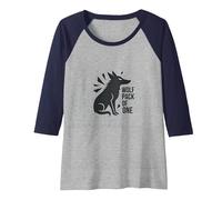 Wolf Pack of One: Lone Warrior Spirit Raglan Baseball Tee, Women, Navy/Athletic Heather, L