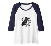 Wolf Pack of One: Lone Warrior Spirit Raglan Baseball Tee, Women, Navy/White, L