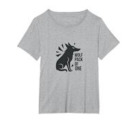 Wolf Pack of One: Lone Warrior Spirit T-Shirt, Women's Plus, Heather Grey, 5X