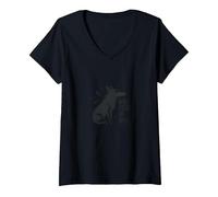 Wolf Pack of One: Lone Warrior Spirit V-Neck T-Shirt, Women, Black, L