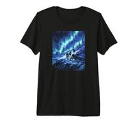 Wolf Pack Under Aurora Borealis Winter Wilderness Premium T-Shirt
