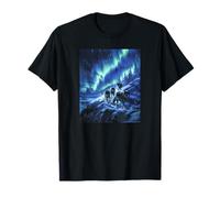 Wolf Pack Under Aurora Borealis Winter Wilderness T-Shirt