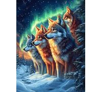 Wolf Pack Under The Northern Lights 500 Piece Jigsaw Puzzle for Adults Wildlife Plant Rainy Day Activity Mindful Relaxation Precision Cut Pieces Unique Gift Wall Art Decor 500 PCS