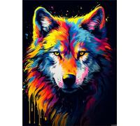 Wolf Paint by Numbers, DIY Paint by Numbers for Adults Color Art Painting by Numbers for Children Beginner with Brushes and Acrylic Pigment, HD Canvas Wall Art Room Decor 16x20inch (Frameless)