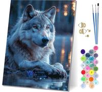 Wolf Paint by Numbers for Adults, Animal Paint by Numbers Kits On Canvas, Easy DIY Color Oil Painting Acrylic Paints with Brushes, Hobbies for Adults Women, Home Wall Decor Gifts 40x52 inch B-7502