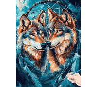Wolf Paint by Numbers for Adults Animals Painting by Numbers for Aadults Kids, Canvas Oil Paintings with Acrylic Pigment Kits Hobbies for Adults Women for Christmas Decorations Gifts 70x90cm H-57