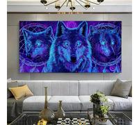 Wolf Paint by Numbers for Adults Beginners, DIY Large Acrylic Paint by Number Kits on Canvas 30x50cm/12x20in, Panoramic Wall Art for Home Decor Arts and Crafts Hobby Gift, Animal,Without Frame,w-993k